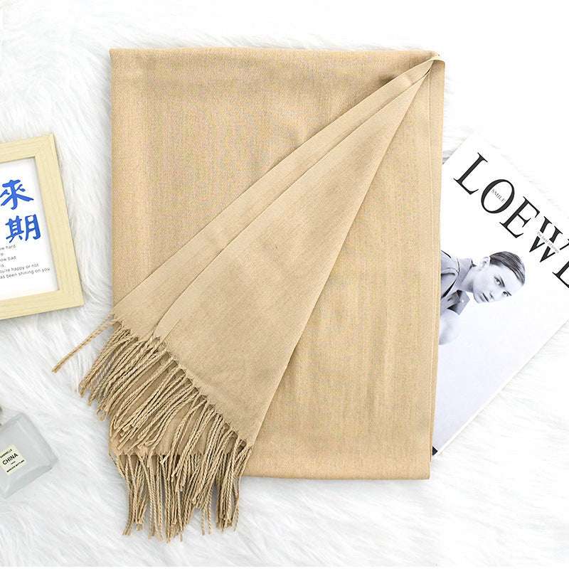 Luxurious Warm Tassel Scarf - Cashmere-Feel Meeting Accessory Annual Meeting Warm Cashmere Tassel Scar | Ectron Online