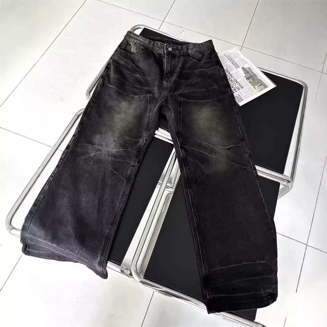 Washed Black Straight Jeans