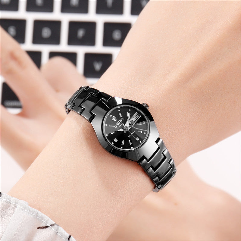 Tungsten Steel Waterproof Couple Watch Tungsten Steel Color Waterproof Fashion | Ectron Online