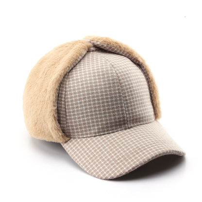 Women's Autumn And Winter Plaid Lambswool Warm Hat