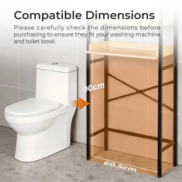 Wood Grain Toilet Cabinet with Double Doors | 67" Space Saver
