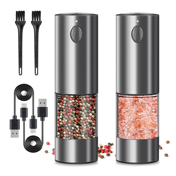 2PCS Electric Salt & Pepper Grinder Set - Adjustable Battery Mill