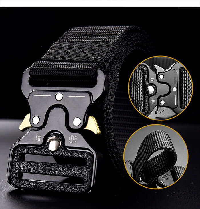 Cobra Buckle Tactical Belt featuring robust cobra buckle for secure fastening and quick-release functionality.