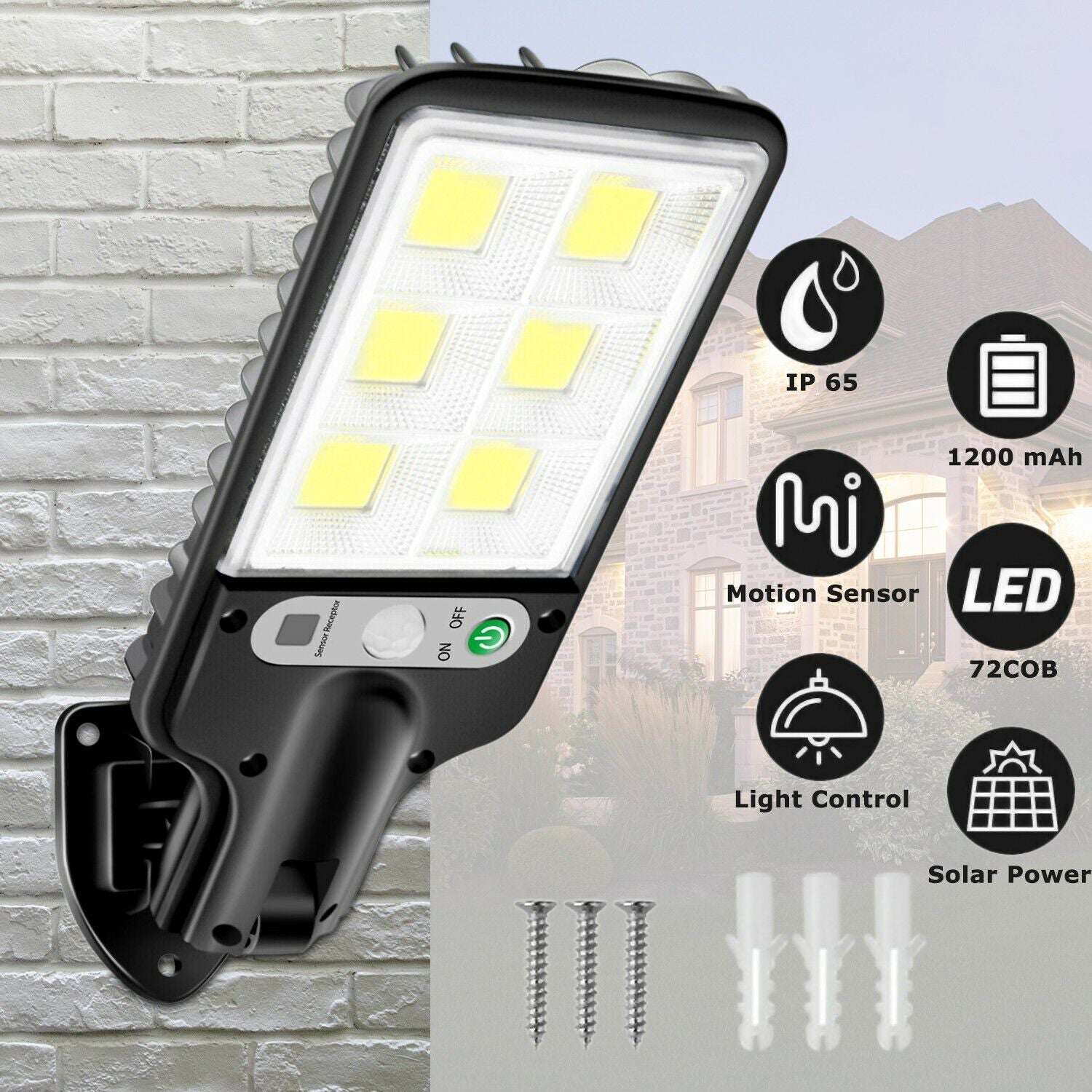 Bright LED Solar Street Light - Outdoor Motion Sensor Wall Lamp LED Solar Motion Sensor Light Bright Gar | Ectron Online