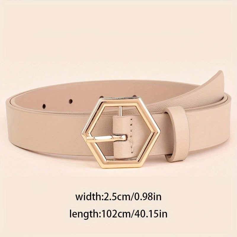 Irregular Gold Buckle PU Leather Belt for Women Women's Hexangular Star Irregular Gold B | Ectron Online