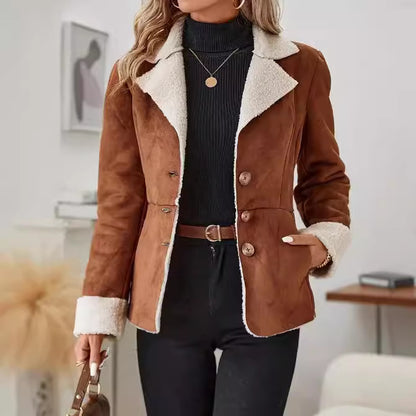 Women's Warm Fur Integrated Jacket | Cold-Proof Lapel Outwear Casual Fashion Cold-proof Warm Fur Integ | Ectron Online