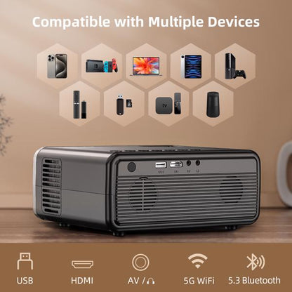 Native 1080P 5G WiFi Projector | 12000 Lumens 4K Support Home Cinema Projector With WiFi & Bluetooth, Upgrade | Ectron Online