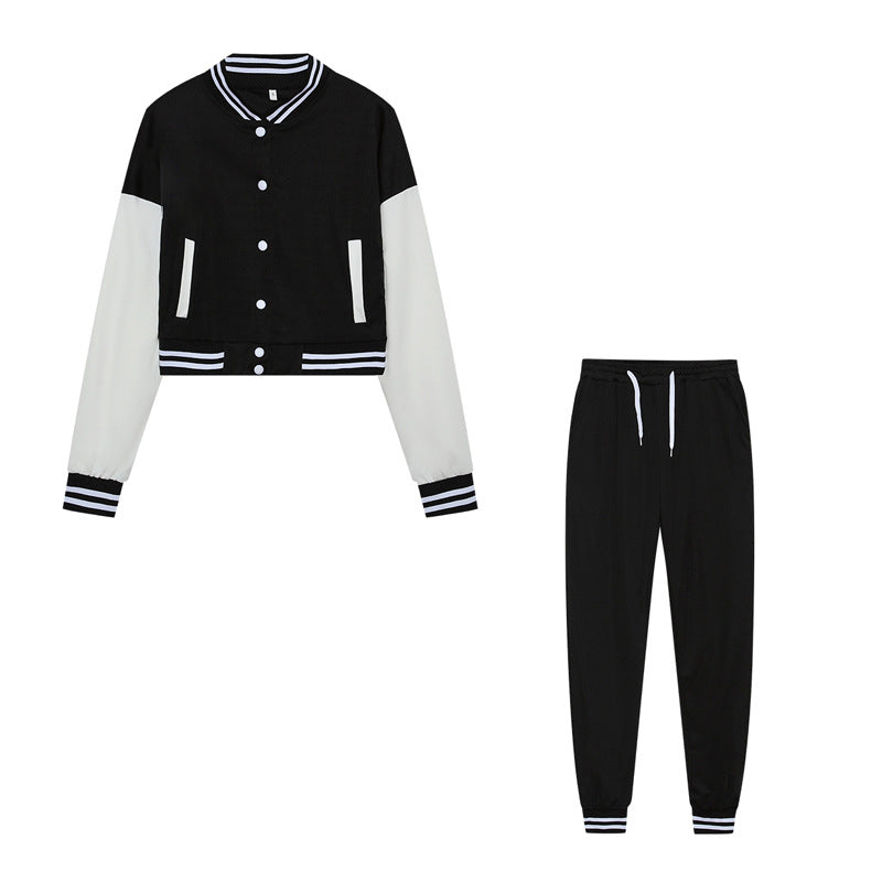 Women's Single-Breasted Baseball Jacket Set