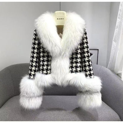 Women's Short Houndstooth Coat