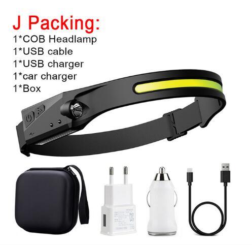 COB LED Induction Riding Headlamp Flashlight, USB Rechargeable COB LED Induction Riding Headlamp | Ectron Online