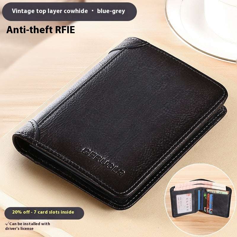 Ultra-Thin Genuine Leather Wallet Genuine Leather Anti-theft Swiping Ultra | Ectron Online