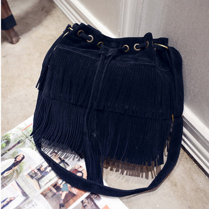 Women's Tassel Bucket Shoulder Big Bag