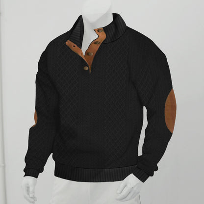 Men's Stand Collar Jacquard Knitted Pullover - Long Sleeve Sweater Stand Collar Long Sleeve Jacquard Knitte | Ectron Online