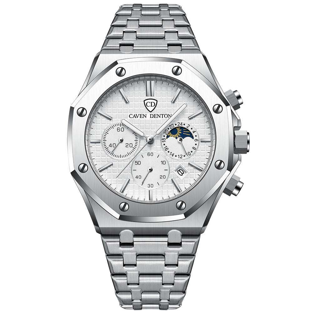 Men's Moon Phase Multi-function Watch Waterproof High-grade Three Eyes And Six | Ectron Online