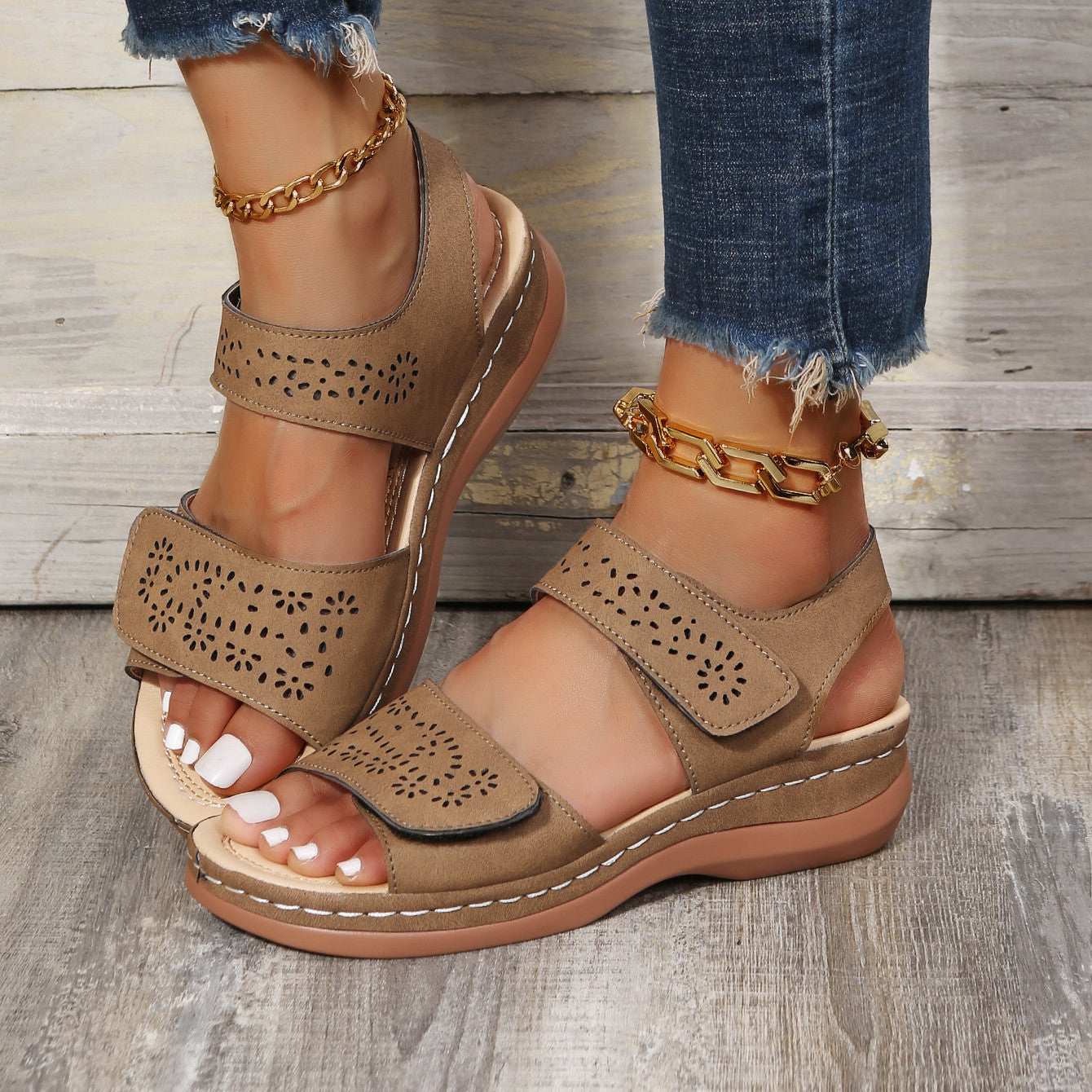 Women's Slope-Heeled Sandals – Casual Thick Sole Comfort Slope-heeled Casual Thick Sandals | Ectron Online
