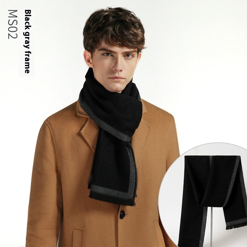 Simple Plaid Warm Keeping Artificial Cashmere Scarf Men's Scarves | Ectron Online