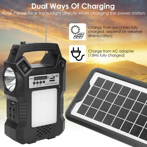 Portable Solar Power Station | Emergency Lighting System with 3 Bulbs