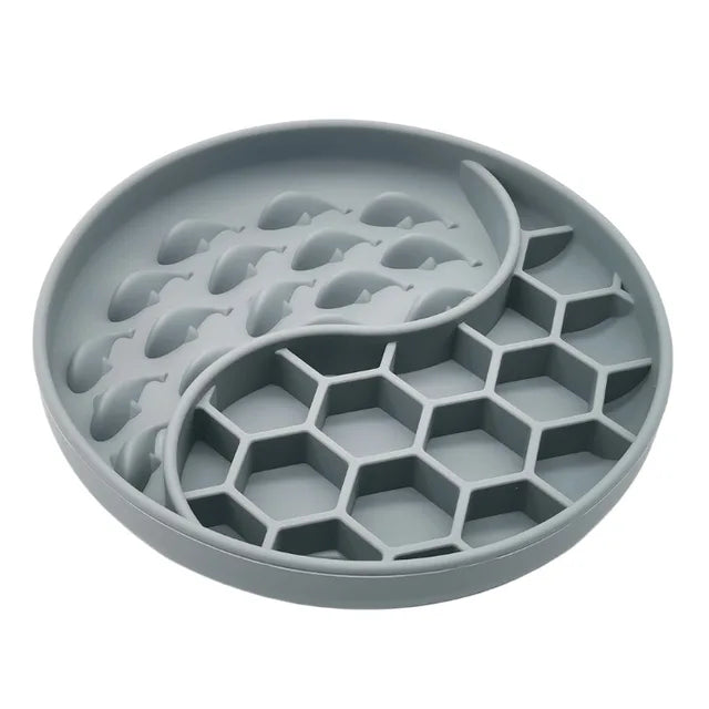 High Temperature Resistant Silicone Dog Food Bowl New Product 2-partition Slow Food Honeycomb Silicone Dog Bowl - Ectron Online