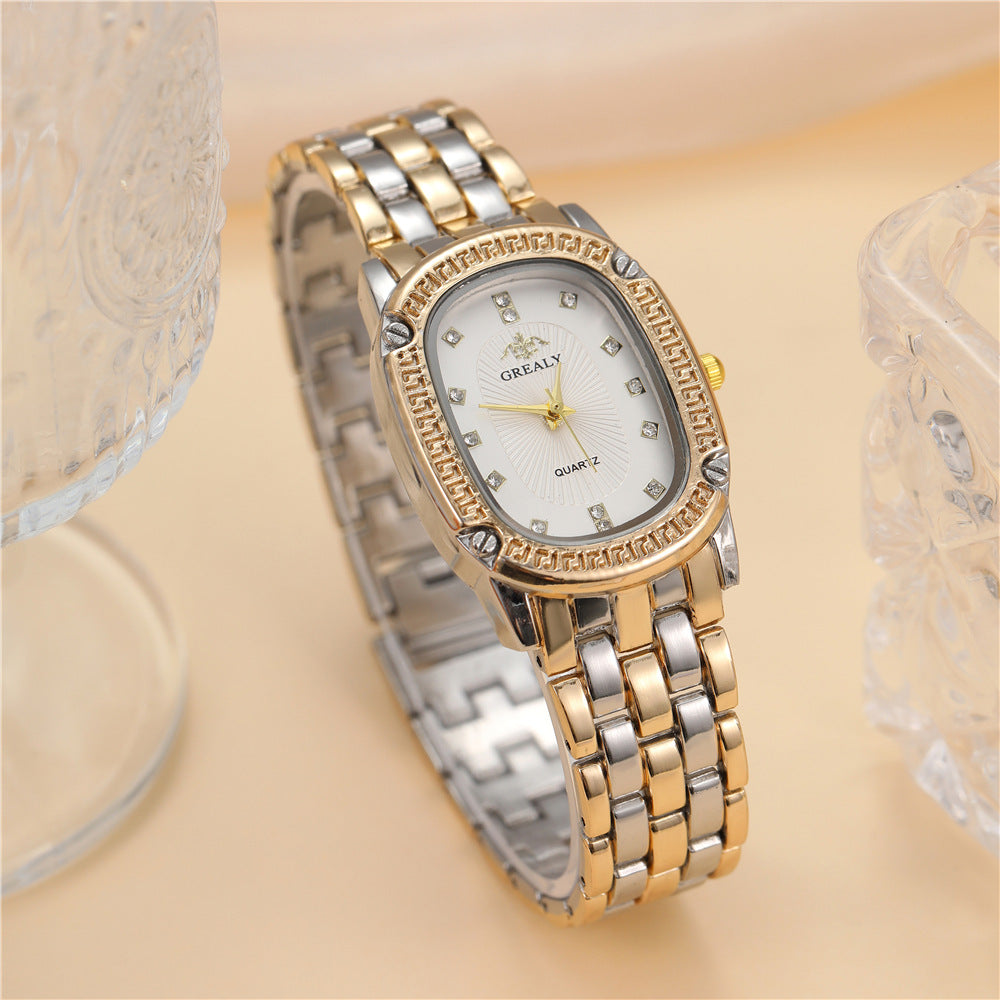 Women's Oval Dial Watch with Rhinestones Rhinestone Luxury Multi-color Oval Dial | Ectron Online