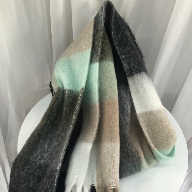 Women's Autumn Colorful Striped Warm Cashmere Plaid Scarf Scarves | Ectron Online