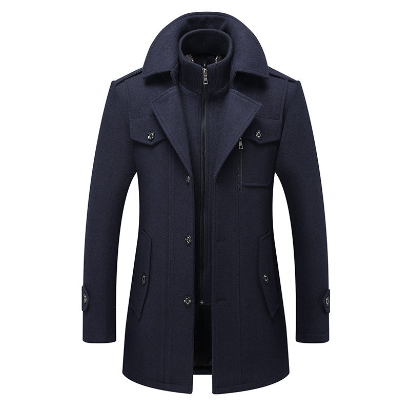 Men's Woolen Coat with Double Collar Men's Woolen Coat Fashion Double Collar | Ectron Online