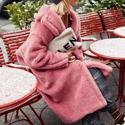 Thickened Lamb Fleece Coat for Women Lapel Lamb Fleece Coat With Pockets Faux | Ectron Online
