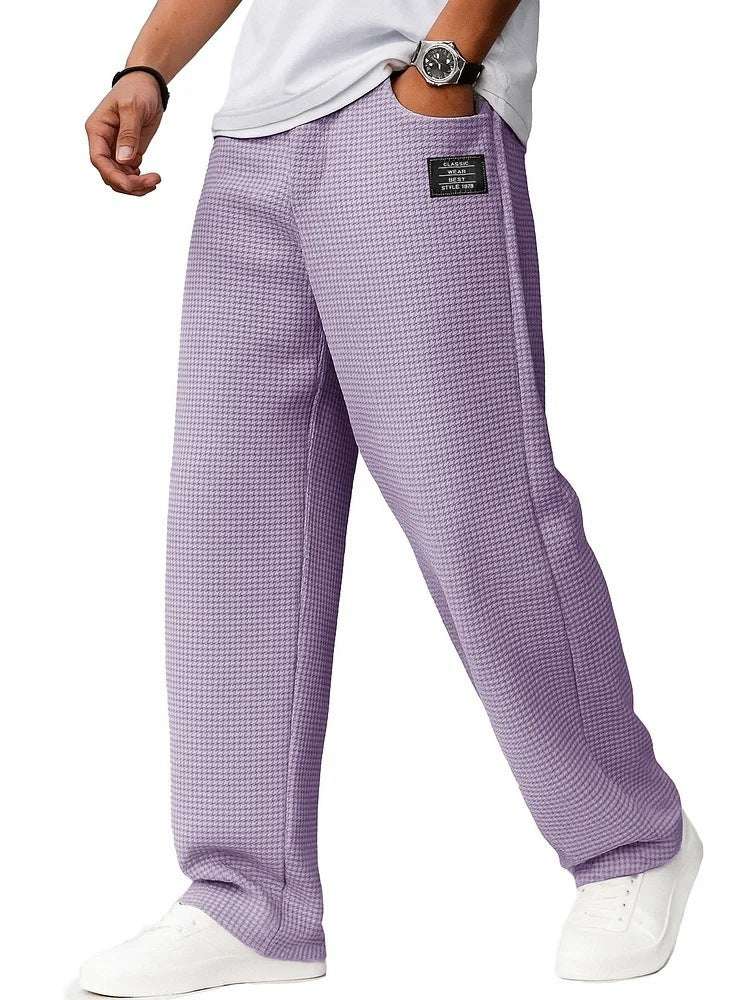 Men's Waffle Straight-Leg Trousers Autumn And Winter Leisure Waffle Fashion | Ectron Online