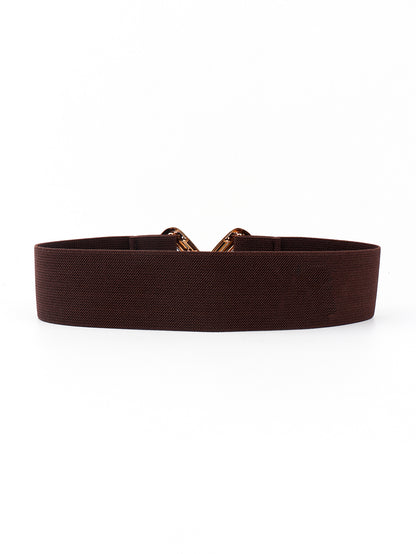 Geometric Buckle Elastic Wide Belt