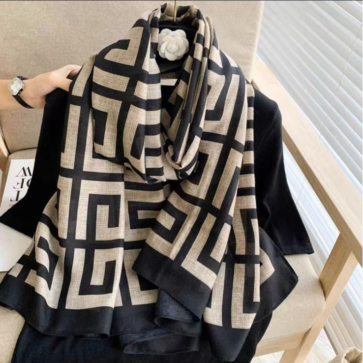 Printed Cotton And Linen Scarf Warm Outer Shawl Scarves | Ectron Online
