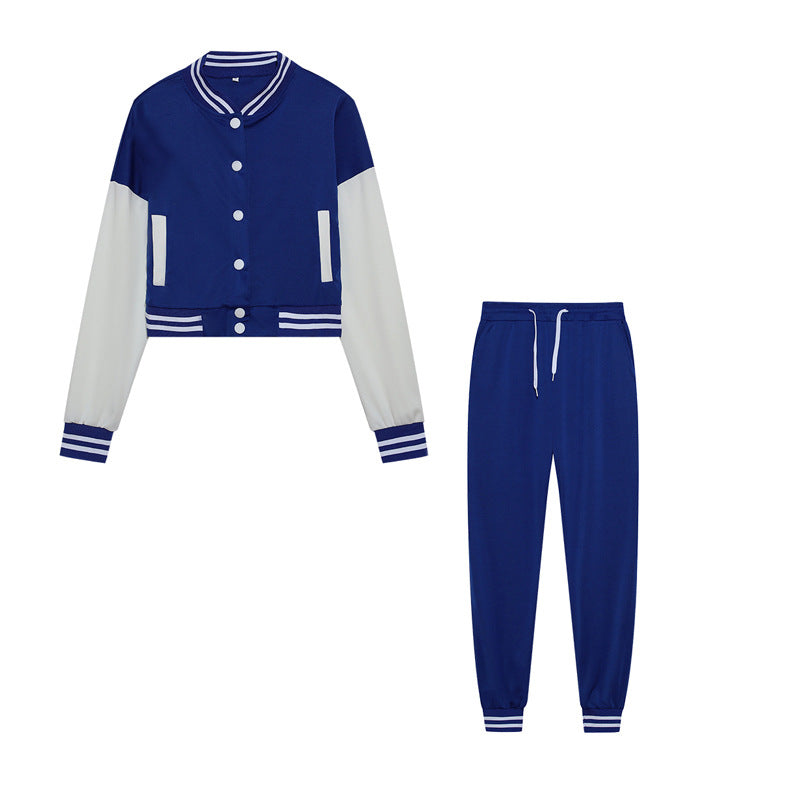 Women's Single-Breasted Baseball Jacket Set