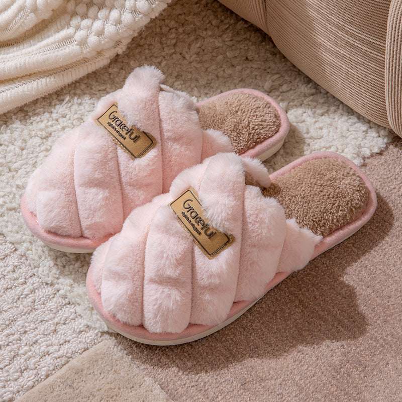 Plush Cotton Slippers – Thick Bottom, Non-Slip & Warm Comfort New Simple Thick Bottom Interior Home No | Ectron Online