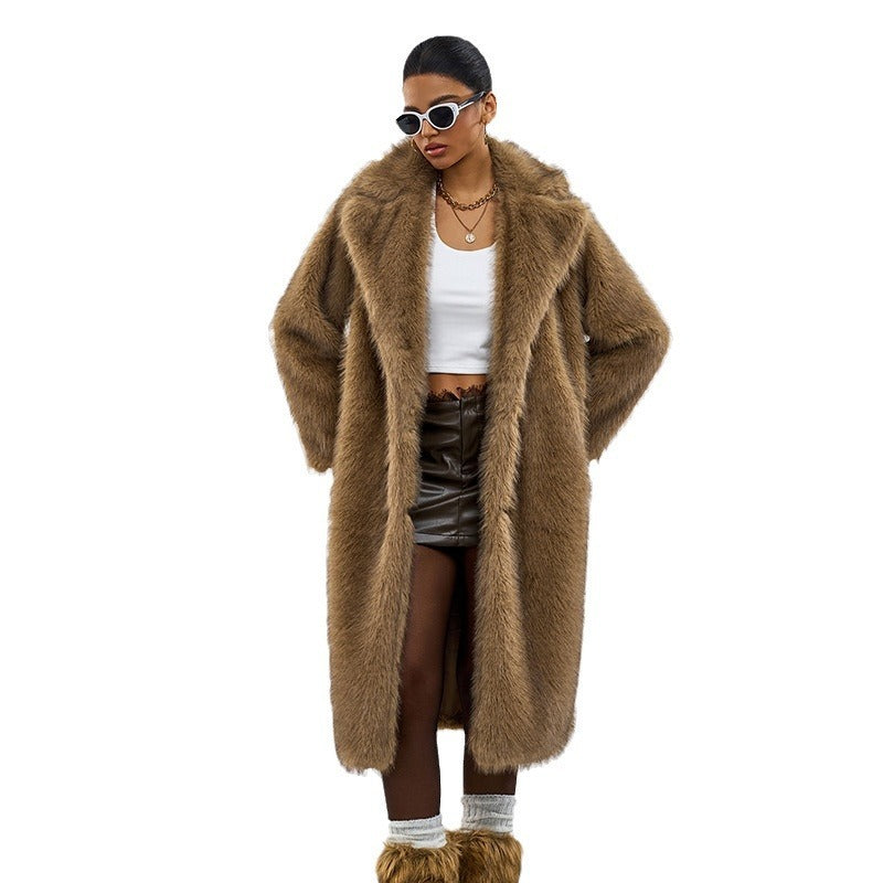Extended Faux Fur Overcoat