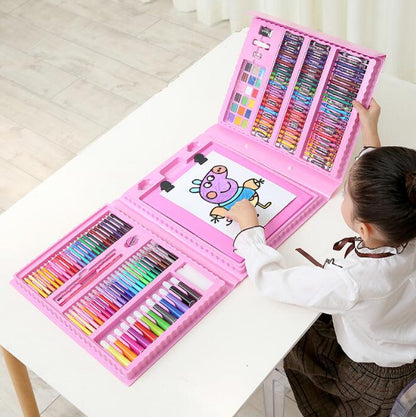 208-Piece with Easel Children's Painted Set Painting Watercolor Pen Brush Art Learning Supplies Stationery Set