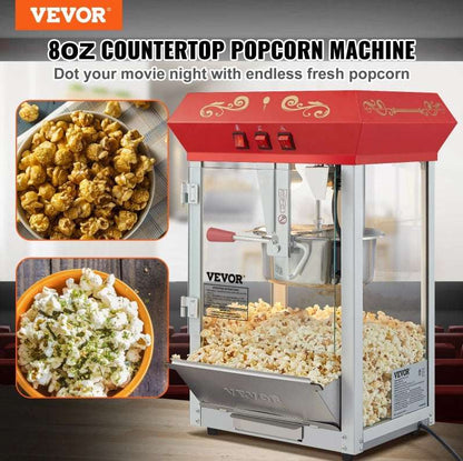 8 Oz Countertop Popcorn Popper Machine - 850W Professional Red Maker Popcorn Popper Machine 8 Oz Countertop P | Ectron Online