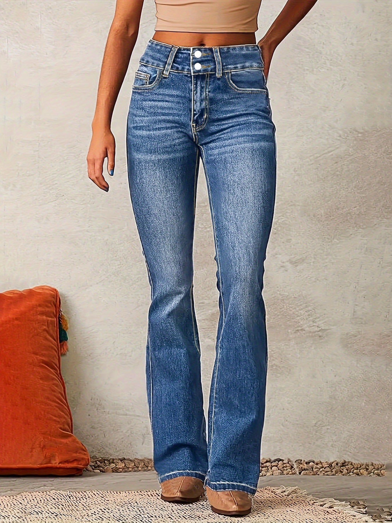 Women's Skinny Flared Jeans Skinny Flared Jeans With Pockets Fashion | Ectron Online