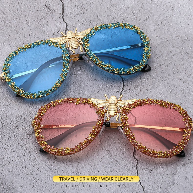 Bee Sunglasses Diamond Retro Metal