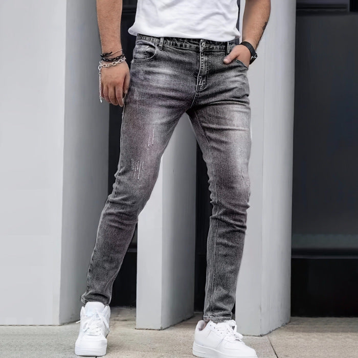 Men's Solid Color Stretch Jeans Stretch Men's Casual Solid Color Jeans | Ectron Online