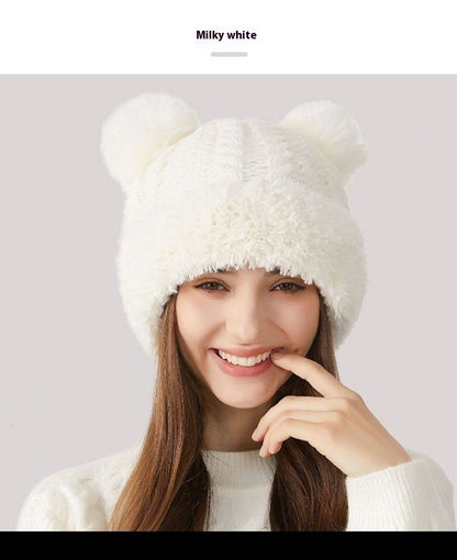 Kids' Winter Knitted Hat with Fur Ball | Warm Outdoor Children's Cap Winter Cute Fur Ball Knitted Hat Childre | Ectron Online