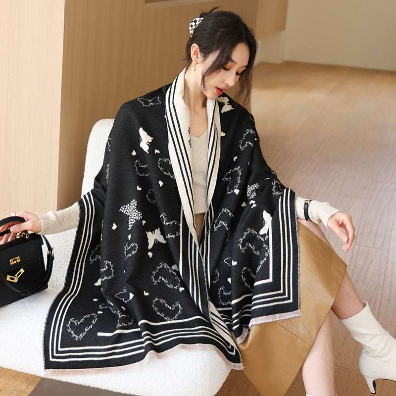 Women's Versatile Thickened Warm Cashmere Scarf Female Versatile Fashion Thickened Warm Cashmere Scarf | Ectron Online
