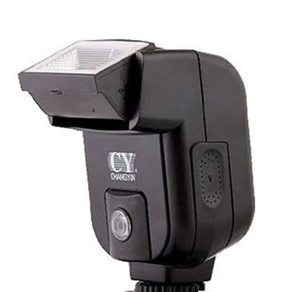 Black flip flash bracket with translucent flash window and front control face