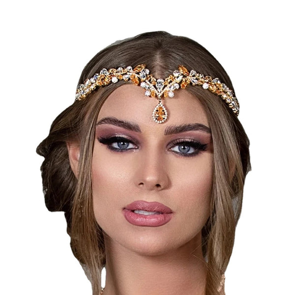 Zircon Drop Head Chain – Elegant Bridal Hair Jewelry