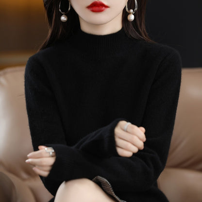 Women's Half-High Collar Sweater | Slimming Loose Knit Winter Top Autumn And Winter Sweater Half-high Coll | Ectron Online