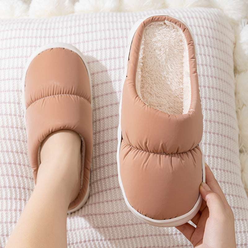 Down Cotton Slippers – Winter Warm Non-slip House Shoes for Couples New Down Cotton Slippers Women Couple Wi | Ectron Online