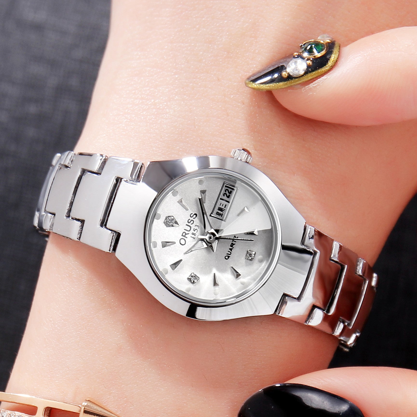 Tungsten Steel Waterproof Couple Watch Tungsten Steel Color Waterproof Fashion | Ectron Online