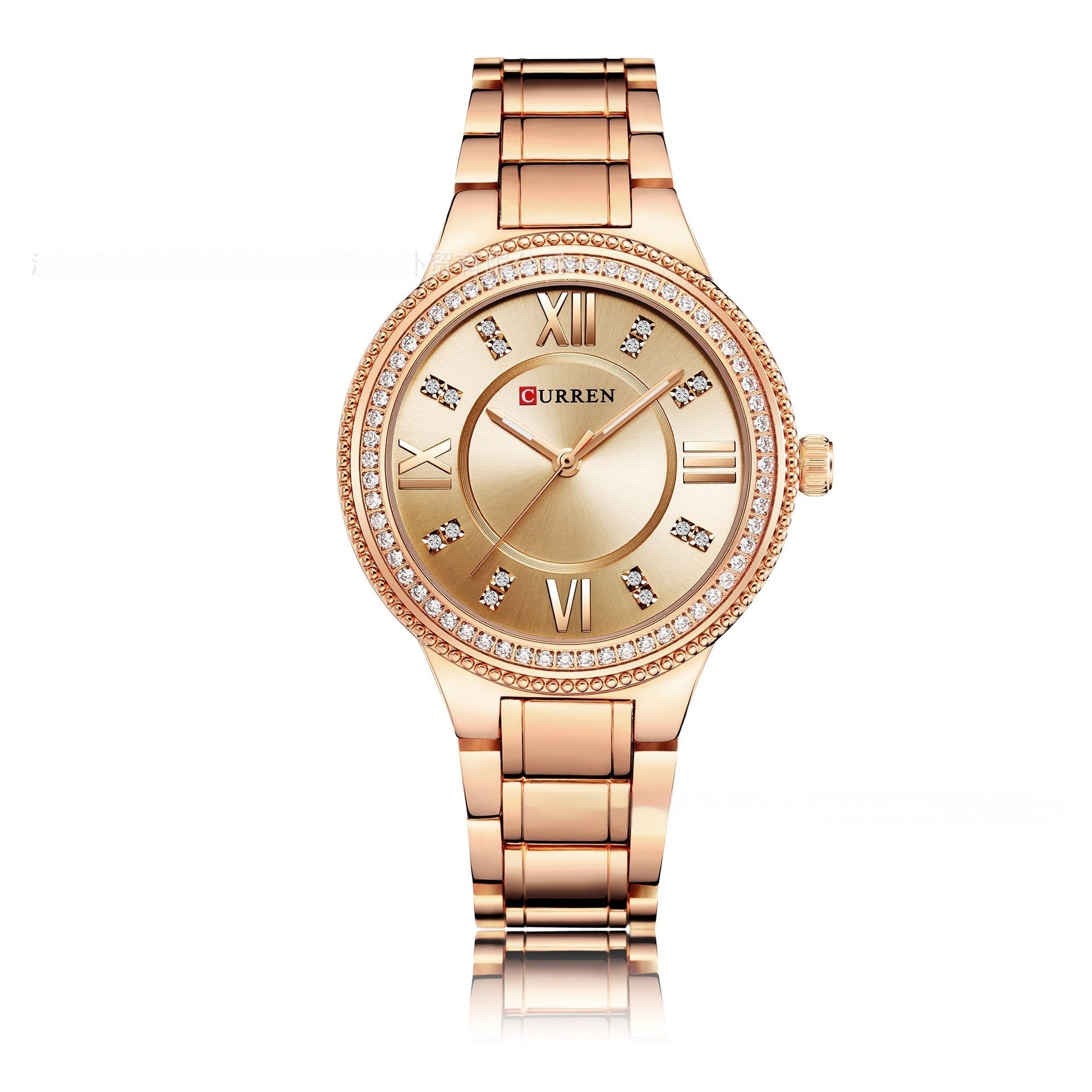 Women's Diamond-Embedded Steel Watch Women's Quartz Fashion Waterproof Diamon | Ectron Online