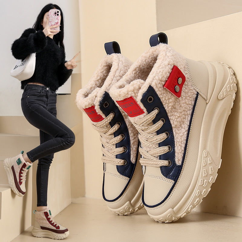 Fleece-lined Warm Slugged Bottom Heighten Casual Shoes