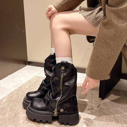 Fashionable All-match Thick Bottom Increased Vintage Martin Boots Fashionable All-match Thick Bottom Incre | Ectron Online