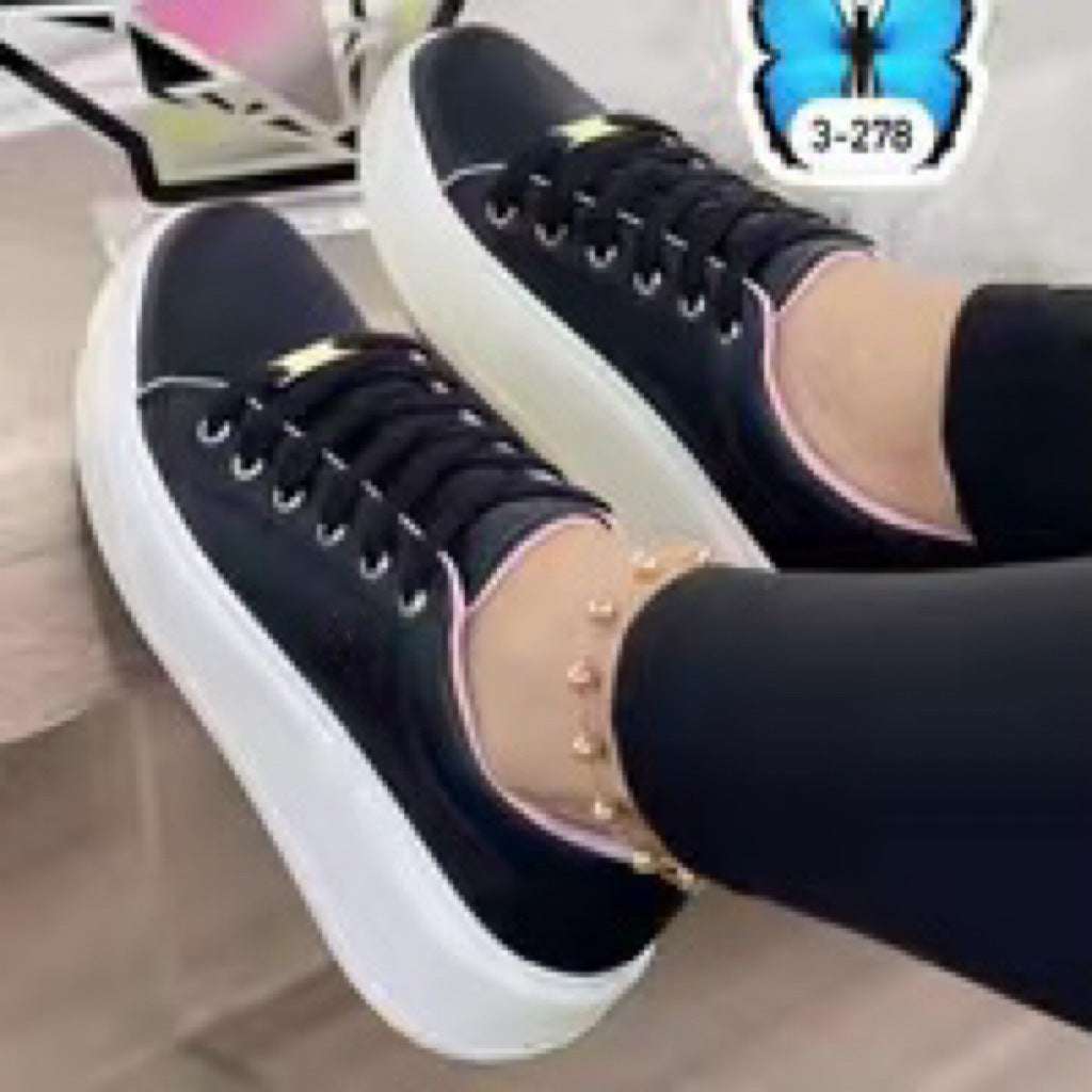 Women’s Round Head Lace-Up Shoes – Thick Bottom & Solid Color Round Head Thick Bottom Solid Color Lace | Ectron Online