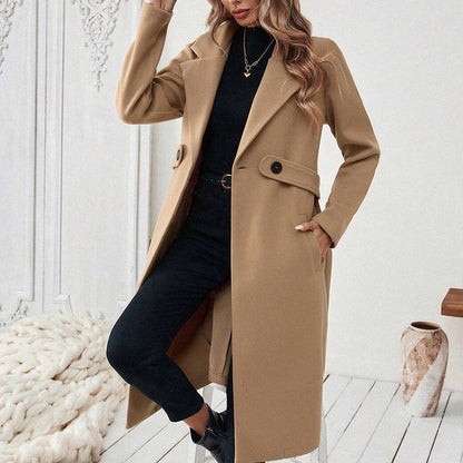 Women's Notch Lapel Trench Coat | Mid-Long Casual & Formal Jacket Women's Notch Lapel Trench Coat, Single | Ectron Online