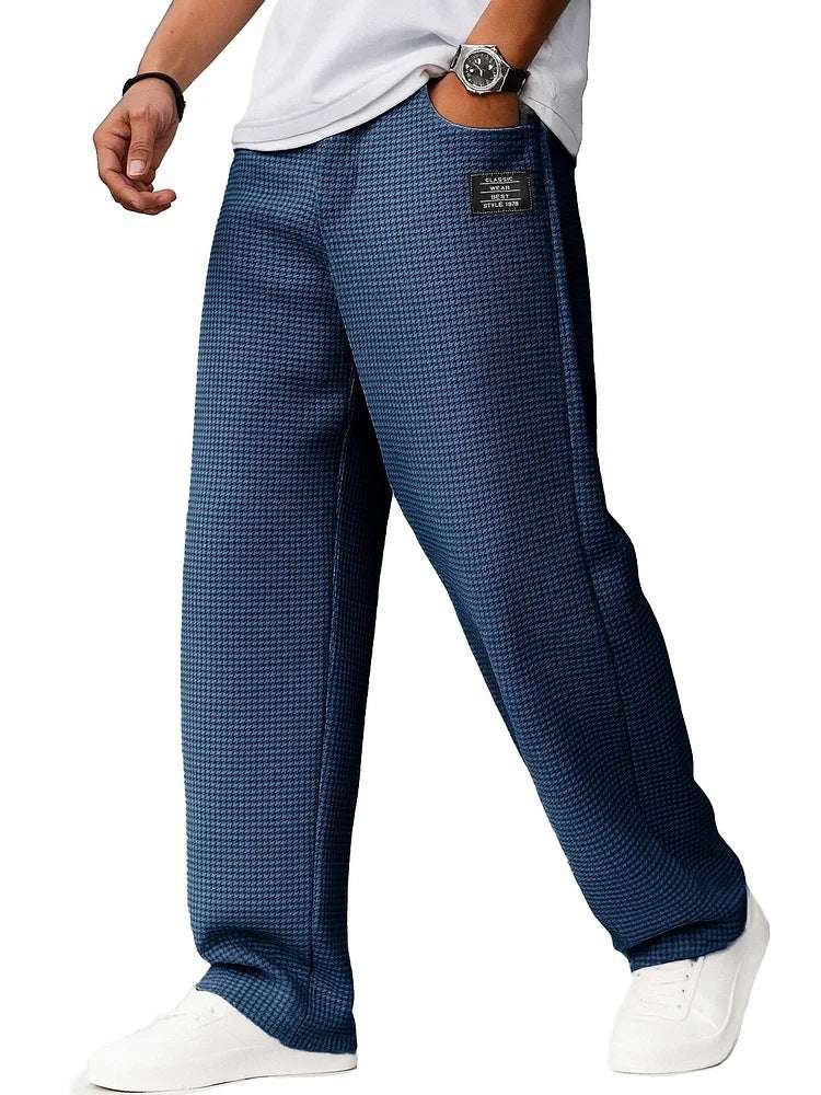 Men's Waffle Straight-Leg Trousers Autumn And Winter Leisure Waffle Fashion | Ectron Online